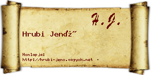 Hrubi Jenő névjegykártya